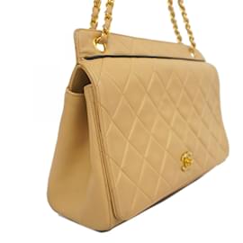 Chanel-Chanel Beige Lambskin Shoulder Bag-Beige