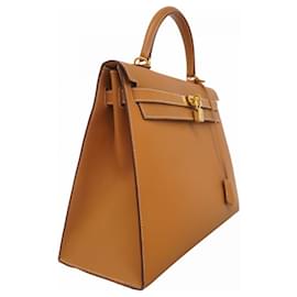 Hermès-Sac à main Hermes Kelly 35 en cuir Vache doré-Doré