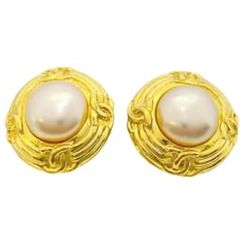 Chanel-Chanel Gold Plated Clip Earrings with Coco Mark-Golden