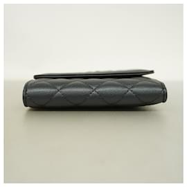 Chanel-Chanel Tri-fold Wallet in Black Grained Calfskin-Black