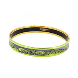 Hermès-Bracelet en cloisonné or et vert Hermes-Multicolore,Doré,Vert