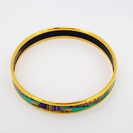 Hermès-Bracelet en cloisonné or et vert Hermes-Multicolore,Doré,Vert