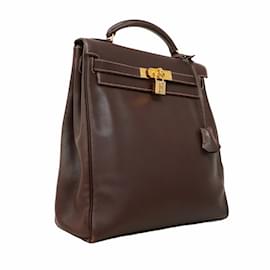 Hermès-Sac à dos Hermes Kelly Ad GM Veau Gulliver-Marron