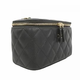 Chanel-Chanel Black Grained Calfskin Vanity Bag-Black