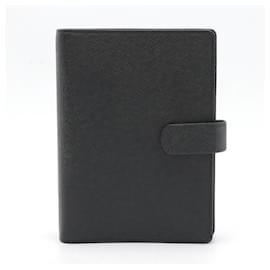 Louis Vuitton-Louis Vuitton Taiga Agenda MM Notebook Cover-Black,Grey