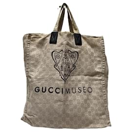 Gucci-Gucci GG Canvas Museo Tote Handbag-Brown,Beige