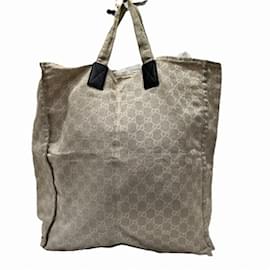 Gucci-Gucci GG Canvas Museo Tote Handbag-Brown,Beige