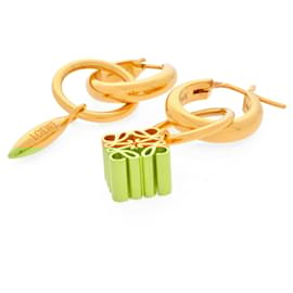 Loewe-Loewe Anagram Asymmetrical Drop Earrings-Golden