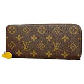 Louis Vuitton-Louis Vuitton Long Wallet Monogram Portefeuille Clemence-Brown,Golden