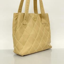 Chanel-Chanel Beige Lambskin Tote Bag-Beige