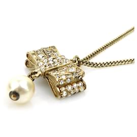 Chanel-Chanel Necklace with Coco Mark Ribbon-Silvery,Golden,Eggshell