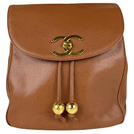Chanel-Chanel Brown Grained Calfskin Backpack-Brown