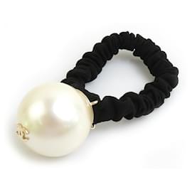 Chanel-Chanel Hair Tie with Coco Mark-Black,Eggshell
