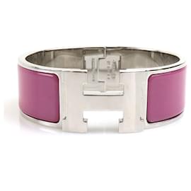 Hermès-Hermes Purple and Silver Enamel Bangle-Silvery,Purple