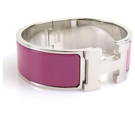 Hermès-Bracelet en émail violet et argent Hermes-Argenté,Violet