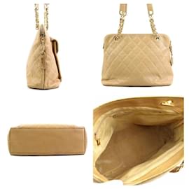 Chanel-Chanel Beige Grained Calfskin Shoulder Bag-Beige