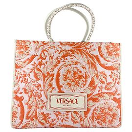 Borsa tote Versace Rosa Arancione Bianco sporco