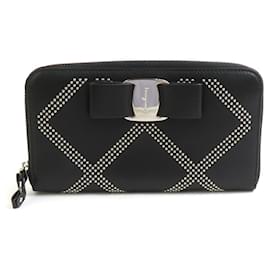 Salvatore Ferragamo-Salvatore Ferragamo Black Leather Long Wallet-Black