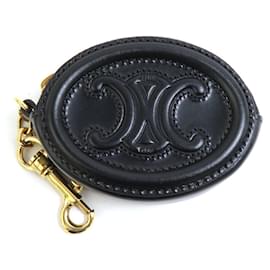 Céline-Celine Black Leather Coin Purse-Black