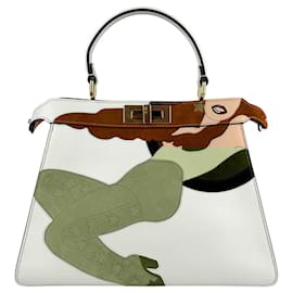 Fendi-Fendi Peekaboo I See You Medium Leather Handbag-White