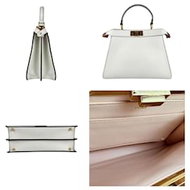 Fendi-Fendi Peekaboo I See You Medium Leather Handbag-White