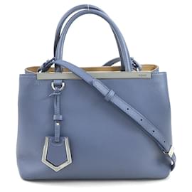Fendi-Fendi Blue Leather Handbag Shoulder Bag-Blue