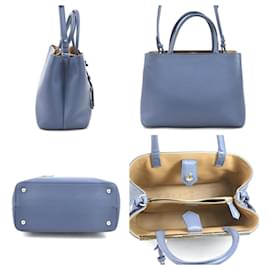 Fendi-Fendi Blue Leather Handbag Shoulder Bag-Blue