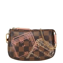 Louis Vuitton-Louis Vuitton Damier Mini Pochette Accessory Pouch-Brown,Damier ebene