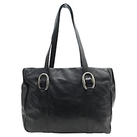 Yves Saint Laurent-VINTAGE YVES SAINT LAURENT SHOPPING RIVE GAUCHE 116154 LEATHER BAG-Black
