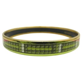 Hermès-BRACELET HERMES MOSAIQUES EN EMAIL FIN MULTICOLORE ENAMEL STRAP BANGLE-Doré