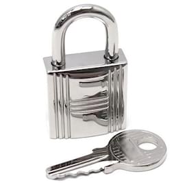 Hermès-NEUF CADENAS HERMES EN ACIER PALLADIE 1 CLE 163 PR SAC KELLY BIRKIN BAG PADLOCK-Argenté