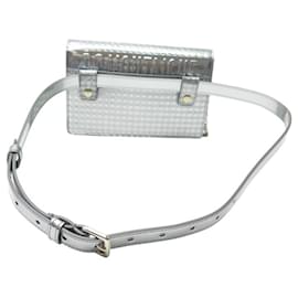 Christian Dior-NEW DIOR 30 MONTAIGNE MICRO-CANVAS SILVER LEATHER HANDBAG WITH STRAP-Silvery
