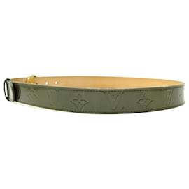 Louis Vuitton-LOUIS VUITTON M9818 T90 KHAKI MONOGRAM PATENT LEATHER BELT-Khaki