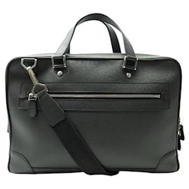Louis Vuitton-LOUIS VUITTON TRAVEL DOCUMENTS BAG PM IN TAIGA LEATHER WITH SHOULDER STRAP-Dark grey