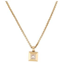 COLLIER PENDENTIF CHOPARD HAPPY DIAMONDS ICONS OR JAUNE 18K DIAMANT 0.05CT Doré