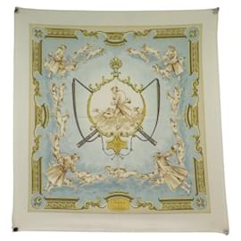 Hermès-VINTAGE HERMES SCARF DOGS AND VALETS HELLO 1ST EDITION 1963 SQUARE 90 CM-Cream