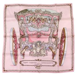 Hermès-NINE VINTAGE HERMES GRAND CARROSSE SCARF FOR AN AMBASSADOR 70 CM SQUARE-Pink