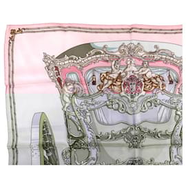 Hermès-NINE VINTAGE HERMES GRAND CARROSSE SCARF FOR AN AMBASSADOR 70 CM SQUARE-Pink