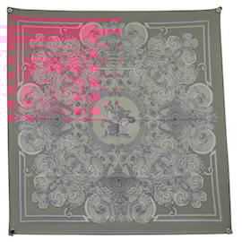 Hermès-FOULARD HERMES LES TUILERIES JOACHIM METZ CARRE 90 EN SOIE ROSE SILK SCARF-Rose