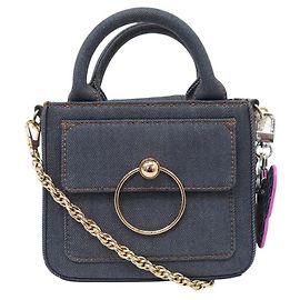 NINE CLAUDIE PIERLOT ANOUCK MINI DENIM HANDBAG CFASA00712 WITH STRAP Blue