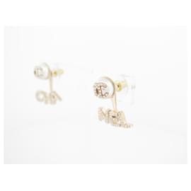 Chanel-NINE CHANEL LOGO CC PENDANT EARRINGS & STRASS EARRING-Golden
