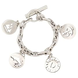 Hermès-VINTAGE HERMES CHAINE D'ANCRE MARINE CHARM BRACELET T16 IN 925 SILVER STRAP-Silvery