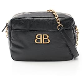Balenciaga-Sac à bandoulière en cuir Monaco de Balenciaga-Noir