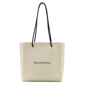 Balenciaga-Sac de shopping en cuir Balenciaga-Blanc