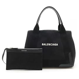 Balenciaga-Sac cabas S Logo en toile et cuir Balenciaga-Noir