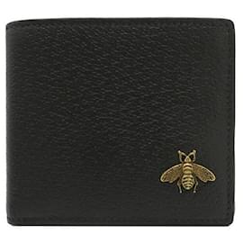 Gucci-Gucci Leather Bifold Wallet Animalier-Black