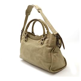 Balenciaga-Balenciaga The City Leather Handbag 2WAY-Brown,Beige