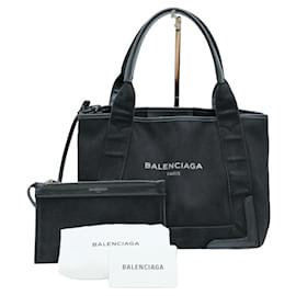 Balenciaga-Sac cabas en denim et cuir Balenciaga-Noir