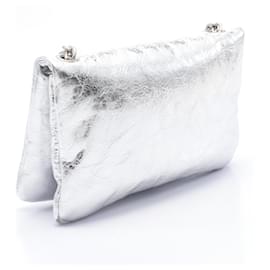 Balenciaga-Sac à épaule en cuir métallisé Monaco Nano de Balenciaga-Argenté,Métallisé