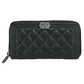 Chanel-Chanel Boy Round Zip Wallet Black-Black